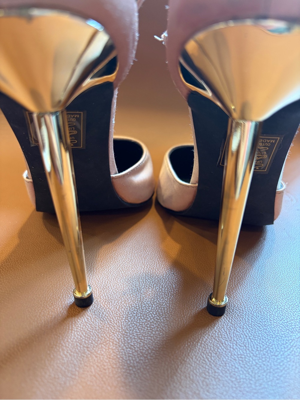 Azalea Wang Satin Pointed Ankle-Strap Heels in Dusty Pink - Picture 8 of 9
